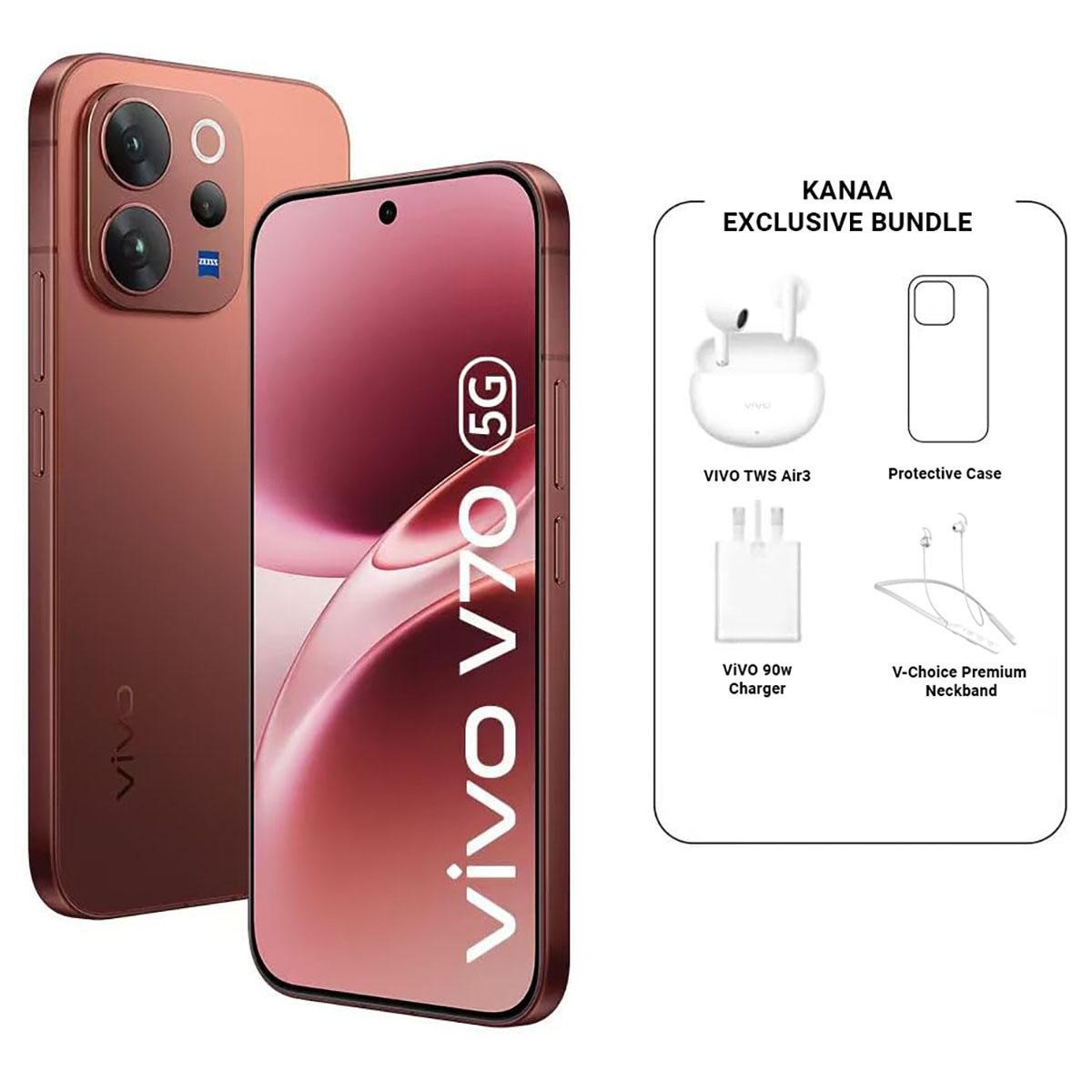 فيفو V70 5G مع باقه سماعات TWS + نيكباند + شاحن + حافظه حمايه
