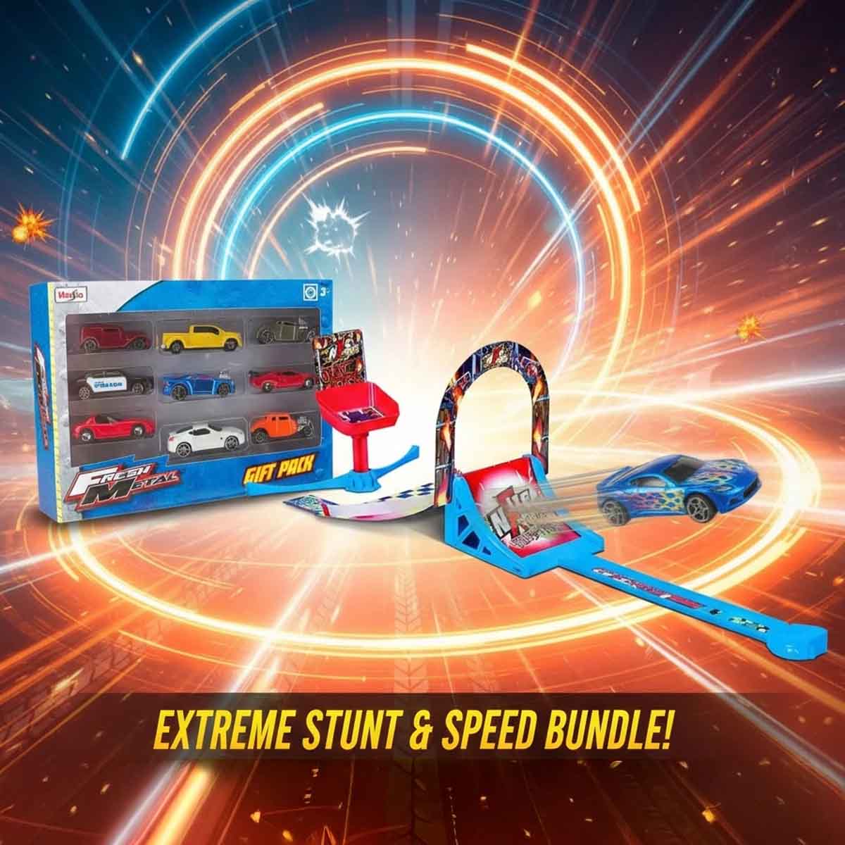 Maisto NXS Racers Stunt Park Car Track Playset & Fresh Metal Diecast ...